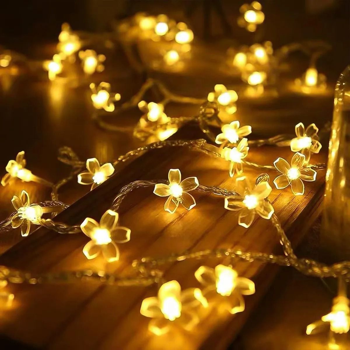 Battery Operated Cherry Blossom LED Fairy String Lights (Waterproof Outdoor Decor)