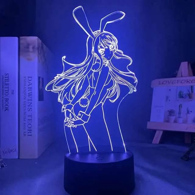 3D Optical Illusion LED Anime Lamp (Mai Sakurajima Multi-Color Changeable Night Light)