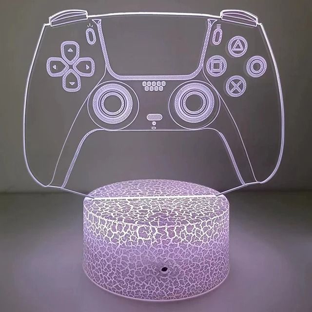 3D Optical Illusion Gaming Headset LED Lamp (Multi-Color Game Zone Desk Nightlight)