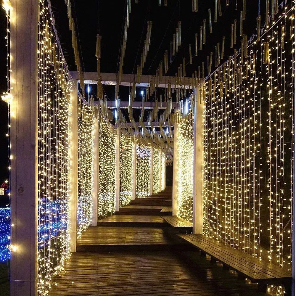 Connectable LED Icicle Curtain String Lights for Christmas & Holiday Decor