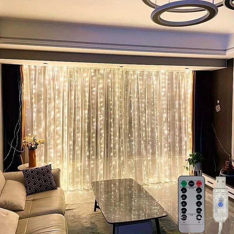 USB LED Remote Control Aesthetic Curtain Fairy Lights for Room Decor