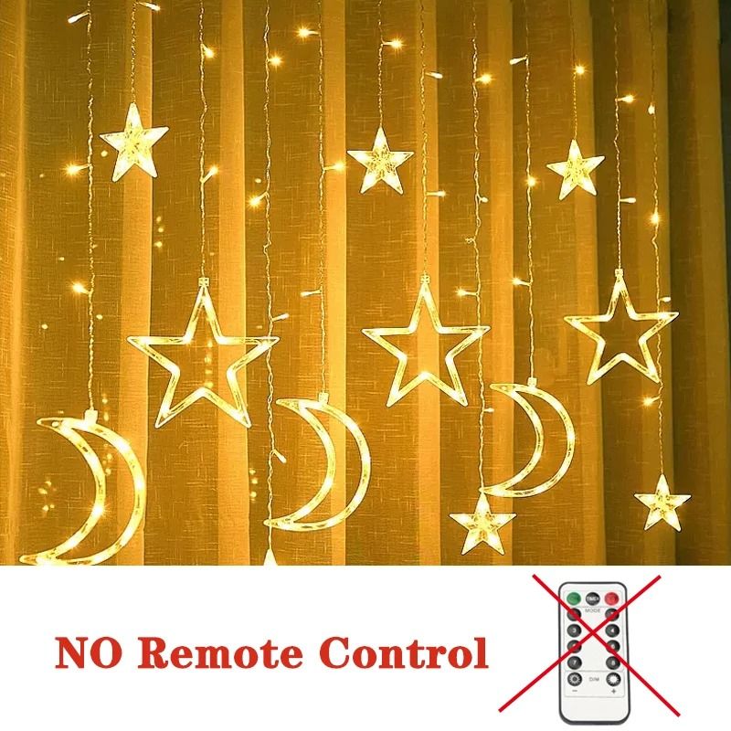Moon & Star LED Curtain String Lights for Christmas & Holiday Decor