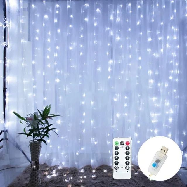 USB Remote Control LED Curtain Fairy Lights (3M/4M/6M) for Bedroom & Holiday Decor