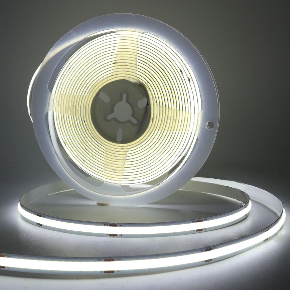 8mm Battery-Powered 5V COB LED Motion Sensor Strip Light (320 LEDs/m) for Cabinet & Night Light
