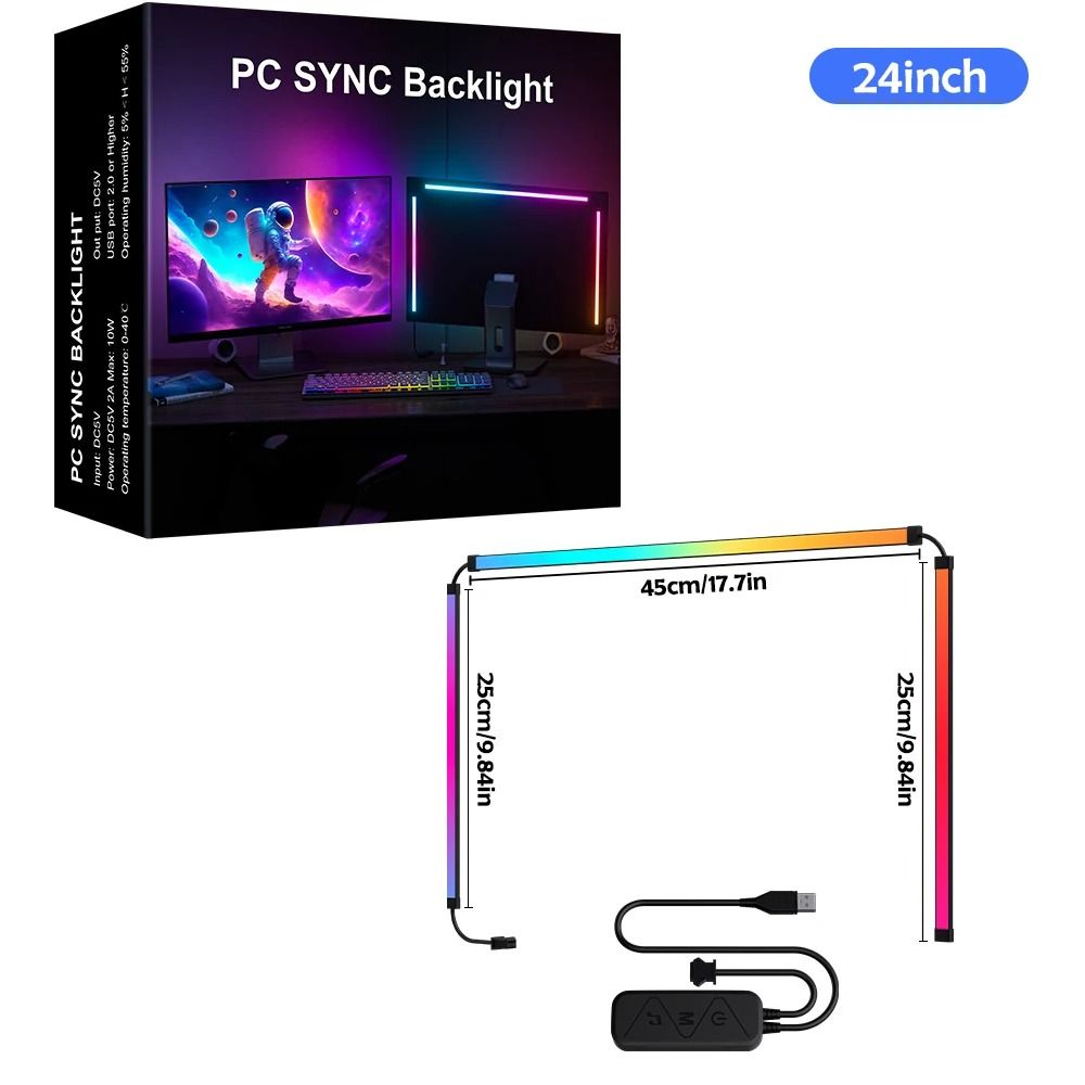 Smart RGB PC Gaming Monitor Screen Sync LED Light Strip with Music Sync & App Control