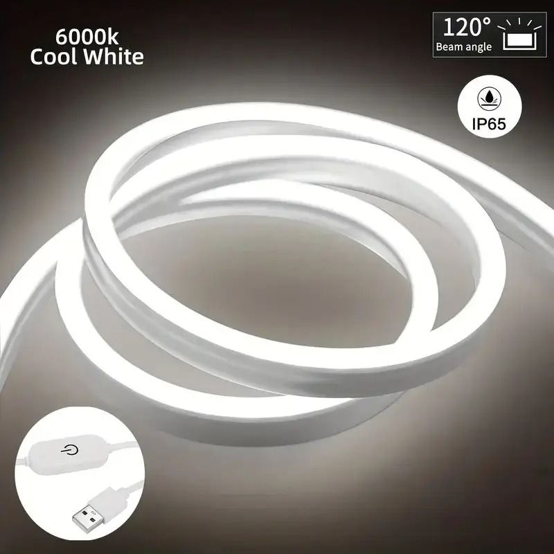 5V USB Touch Sensor Dimmable Flexible Silicone LED Neon Strip Light for Bedroom & DIY Accent Decor