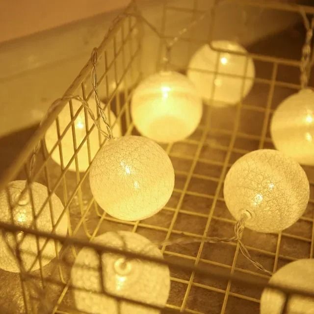 Outdoor Waterproof 20 LED Cotton Ball Fairy String Lights (Warm Ambient Garland for Patio, Wedding & Christmas Decor)