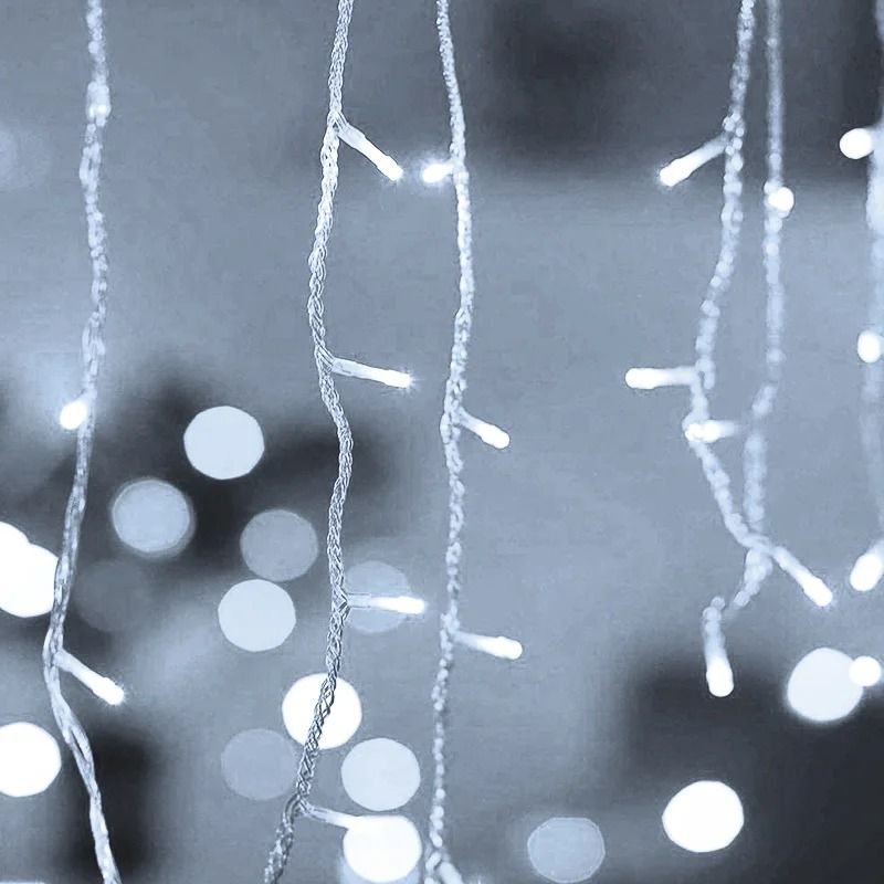 5M Outdoor LED Icicle Curtain String Lights (0.4m–0.6m Drop Eaves & Roof Line Decor for Wedding & Christmas)