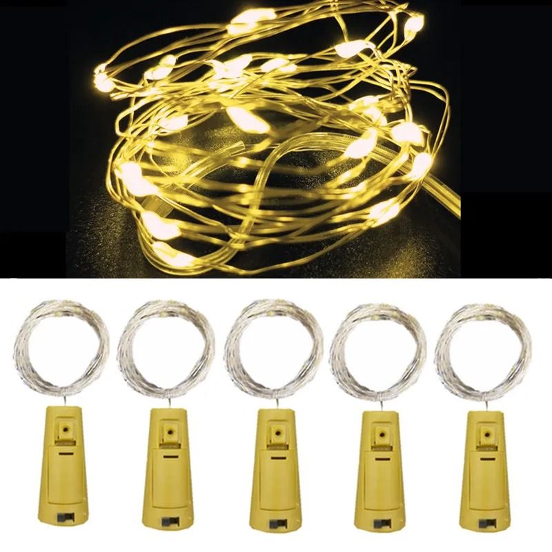 5-Pack LED Wine Bottle Cork String Lights (Copper Wire Fairy Garland for Bar & Party Decor)