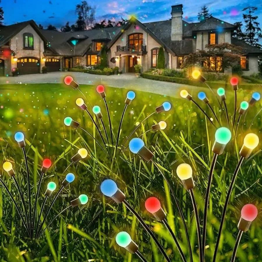 Solar Powered Outdoor LED Firefly Lights & Waterproof Garden Pathway Stakes for Christmas & Patio Decoration