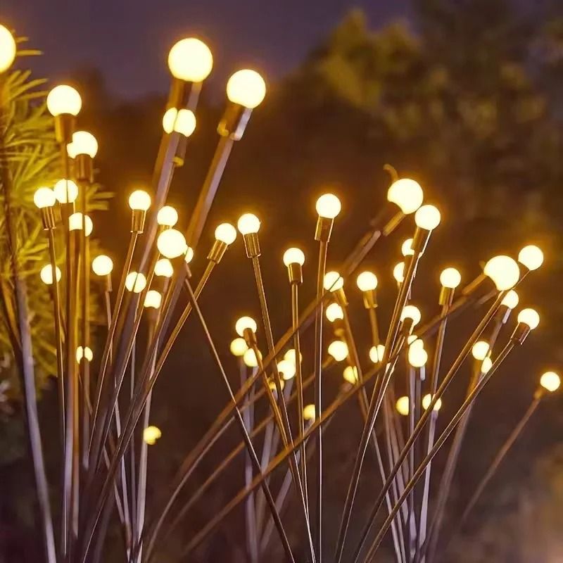 Outdoor RGB Color-Changing Solar Firefly Lights & IP65 Waterproof Swaying Garden Pathway Lamps