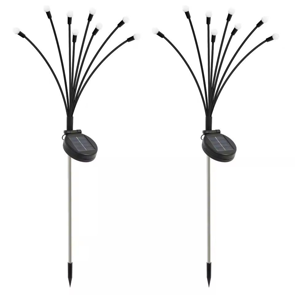 8-Head Solar Firefly Lights LED Waterproof High Flexibility Garden Pathway Stakes