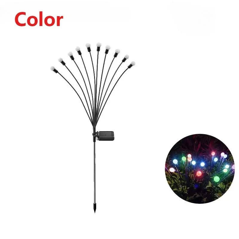 6/8/10 LED Solar Garden Firefly Lights Waterproof Outdoor Decor for Halloween & Christmas
