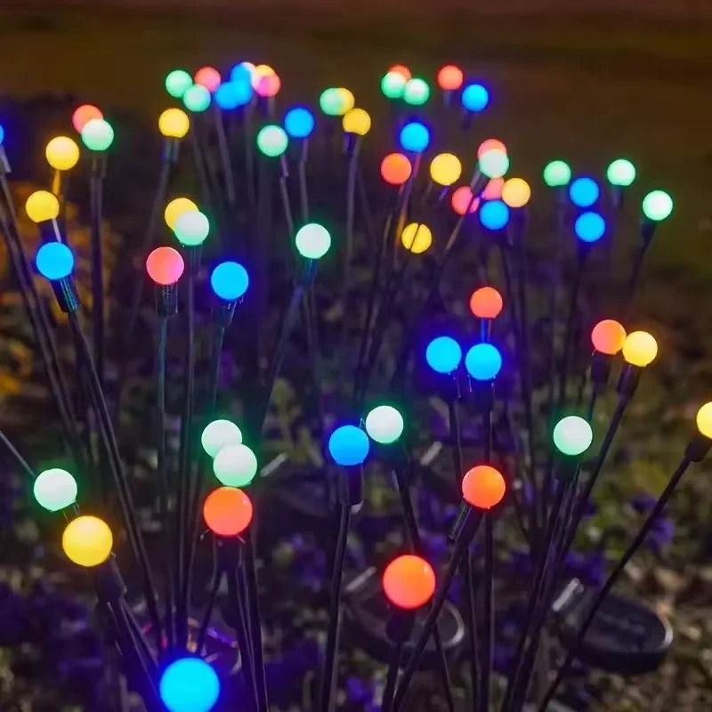 Upgraded Solar Powered LED Firefly Garden Lights Waterproof Wind-Driven Swaying Lawn Stakes