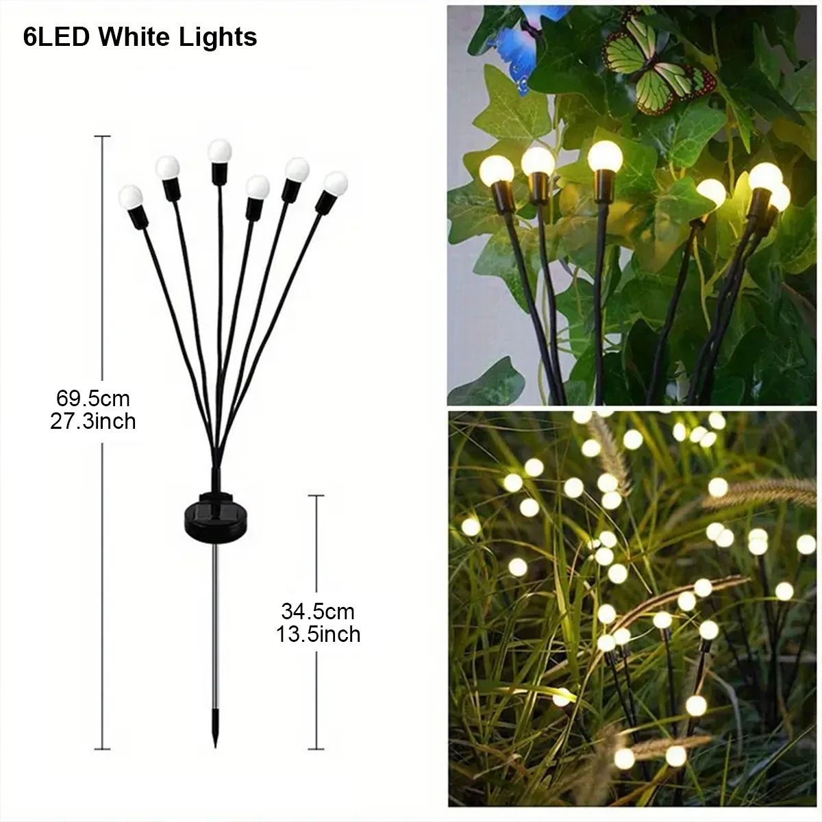1-2 Pack Solar Firefly Lawn Lights 6/8/10 LED Warm White & RGB Color Changing Garden Stakes
