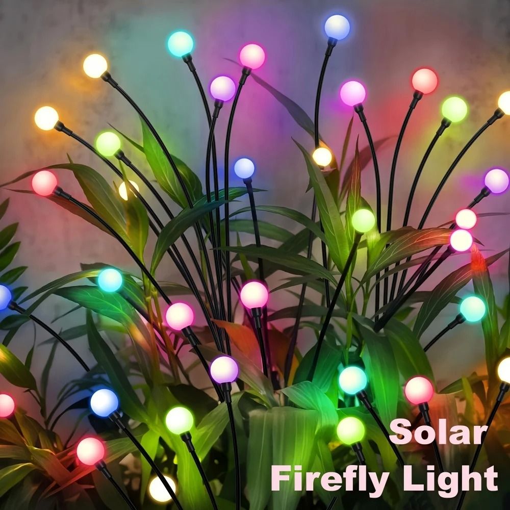 Outdoor Solar Firefly Ball String Lights 6/8/9/10/12 LED Waterproof Garden Stakes