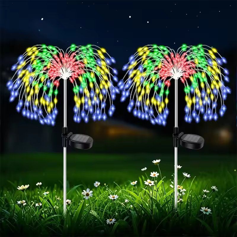200 LED Solar Powered Pathway Lights Outdoor Firework Decor Street Lawn Stakes
