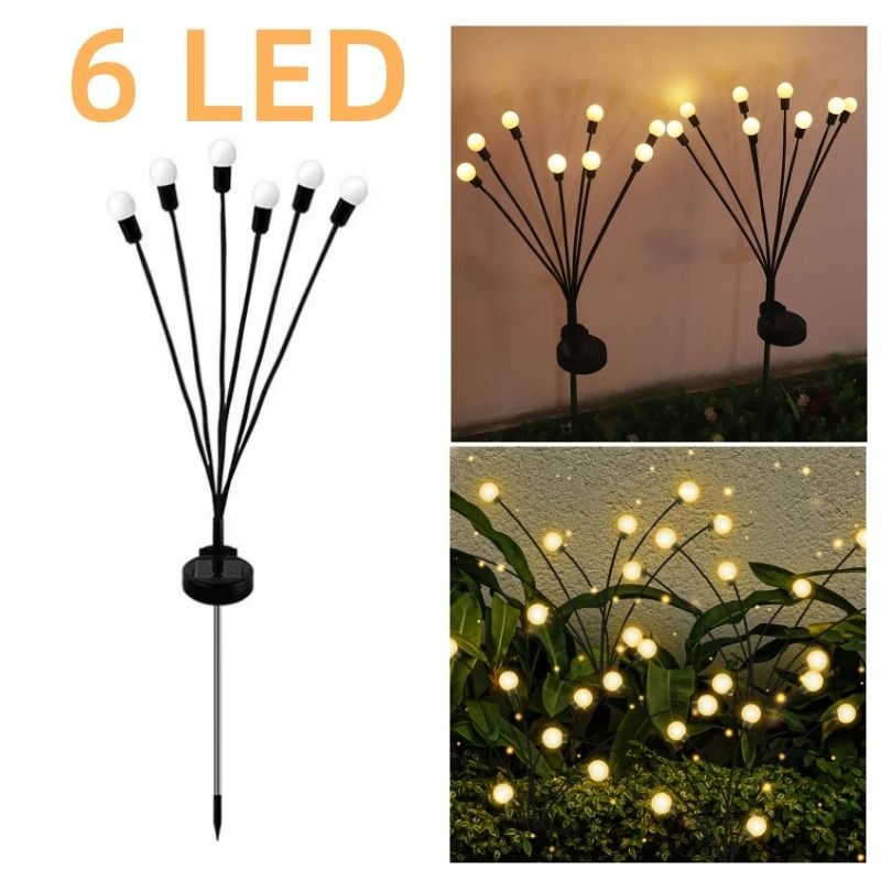 AlliLit 1-10 Pack Solar Outdoor Swaying Firefly Lights Waterproof Garden Lawn Pathway Stakes