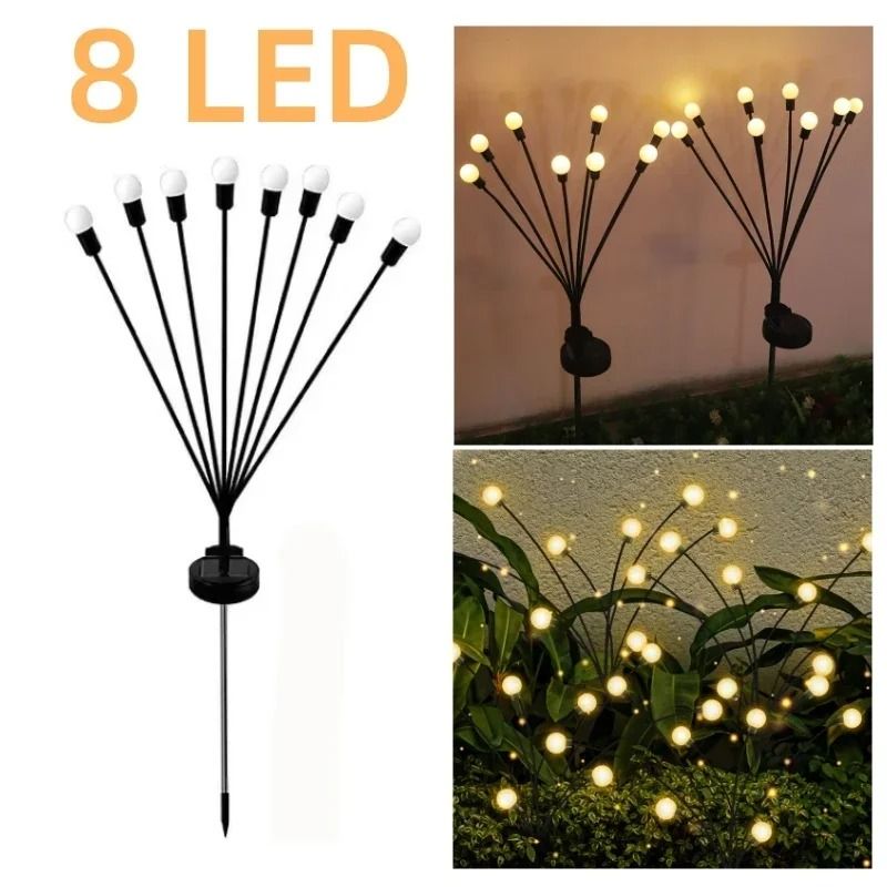6/8/10 LED 1-4 Pack Solar Outdoor Swaying Firefly Lights Waterproof Pathway Lawn Stakes