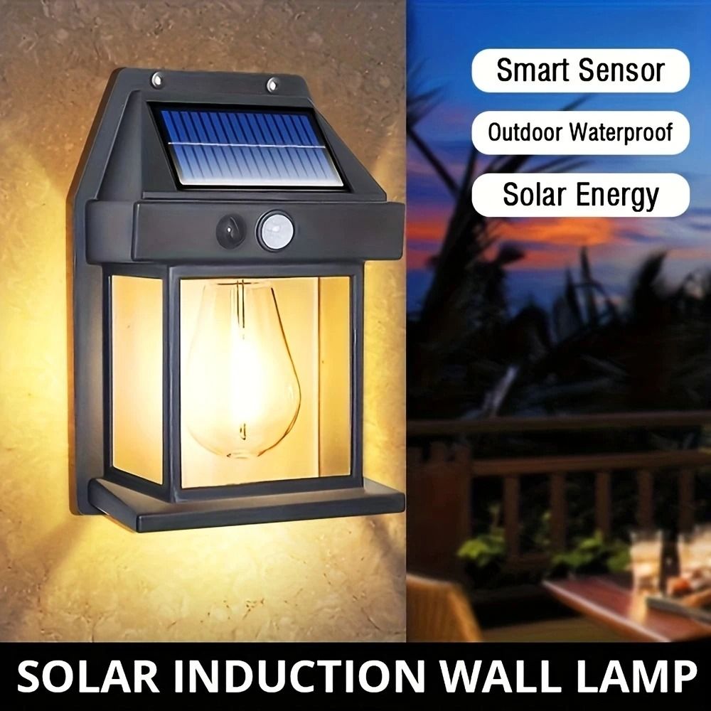 Outdoor Solar Tungsten Bulb Wall Light with Motion Sensor IP65 Waterproof LED Safety Sconce