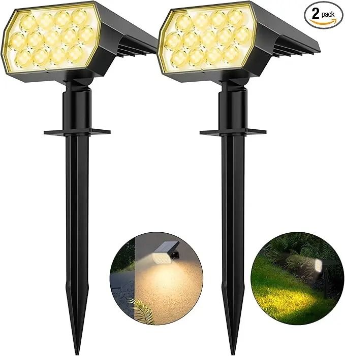 Outdoor Solar Landscape Spotlights 52 LED 3 Modes IP65 Waterproof Wall & Pathway Ground Lights