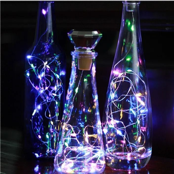 Solar Diamond Shaped Wine Bottle Lights 2M 20 LED Waterproof Outdoor Fairy String Lights