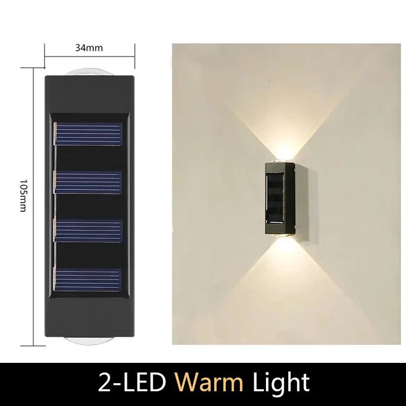 Solar LED Outdoor Waterproof Wall Lamp Dusk to Dawn Fence Lighting
