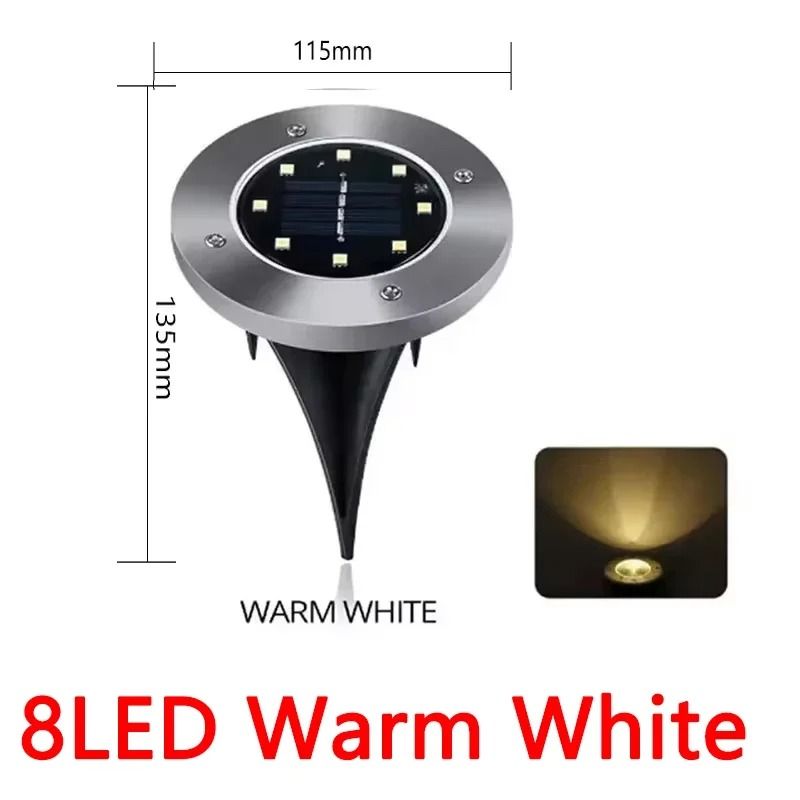 Solar Outdoor Disk Ground Lights Waterproof Underground Lawn Lamp Spotlight for Garden Yard Pathway