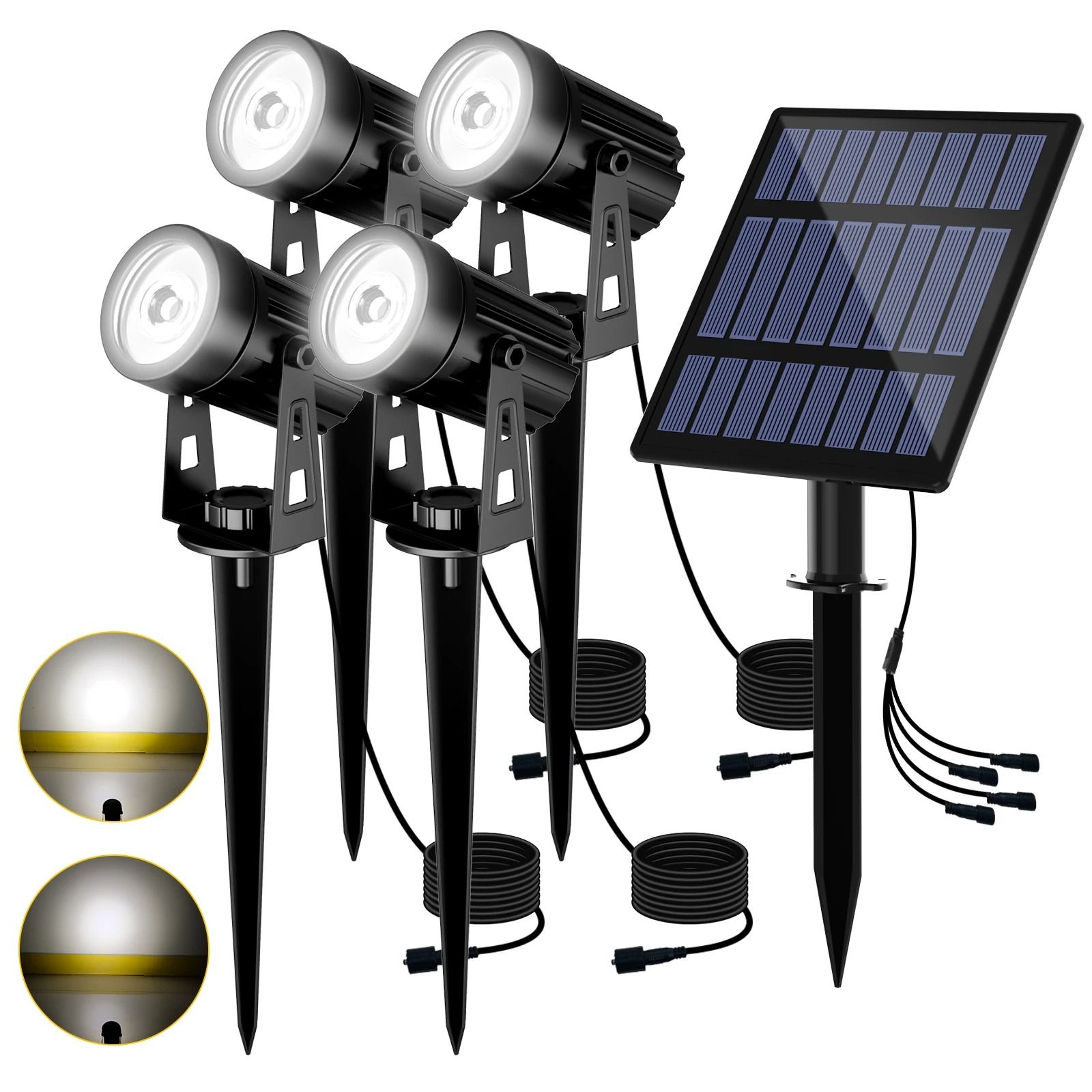 3000K & RGB Outdoor Solar LED Spotlights IP65 Waterproof Wall & Lawn Landscape Lights