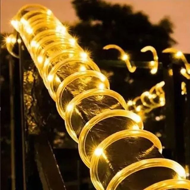 Outdoor Solar Garland Rope String Lights Waterproof LED Tube Lamp for Garden Christmas Decor