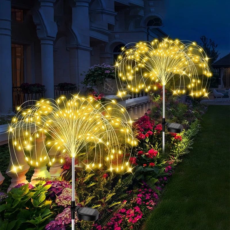 420 LED Solar Firework Ground Stake Lights Waterproof Dandelion Fairy Light for Garden Yard Pathway Decor