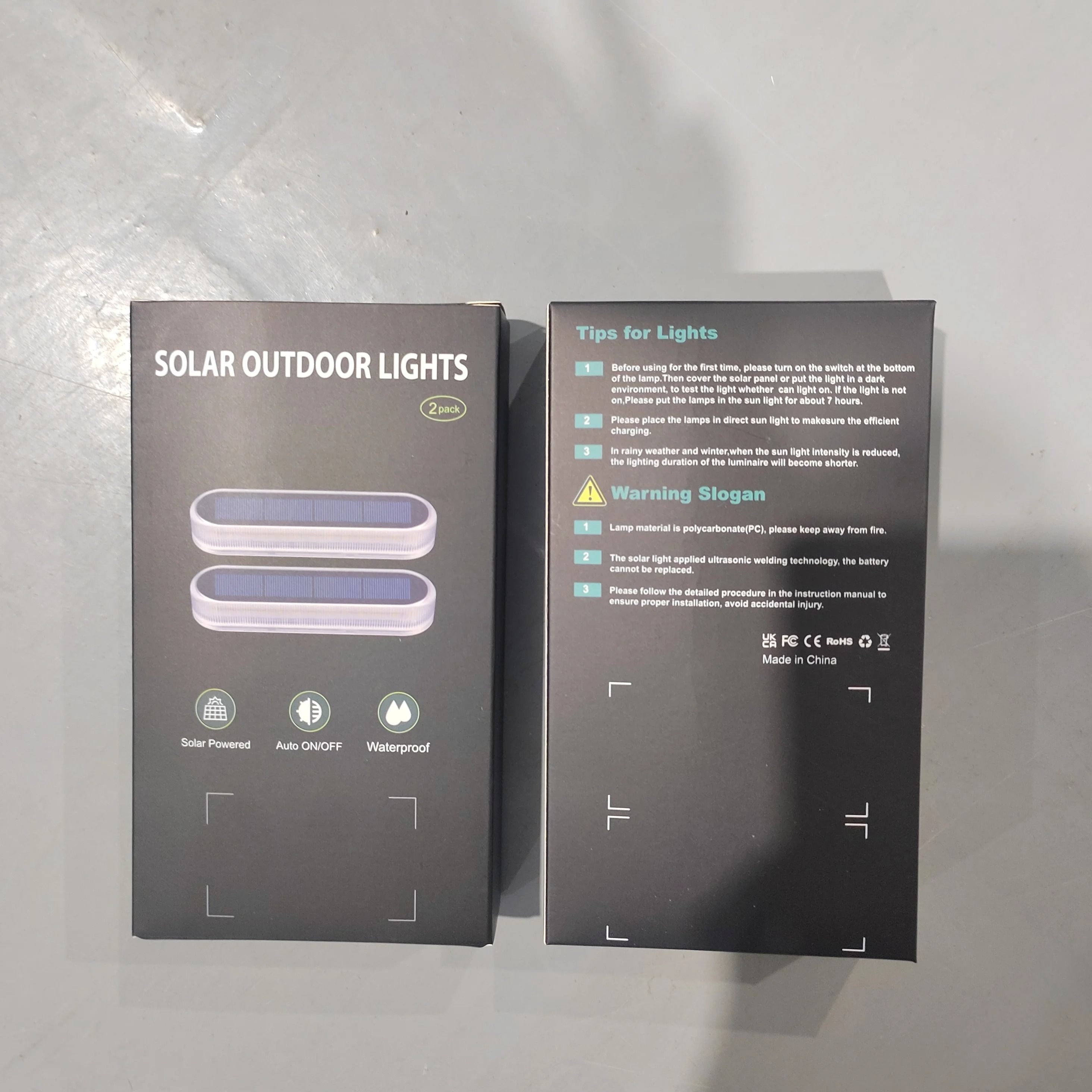 5 Years Lifespan IP68 Waterproof Outdoor Solar LED Step Deck Lights Auto ON/OFF for Stairs Walkway Dock