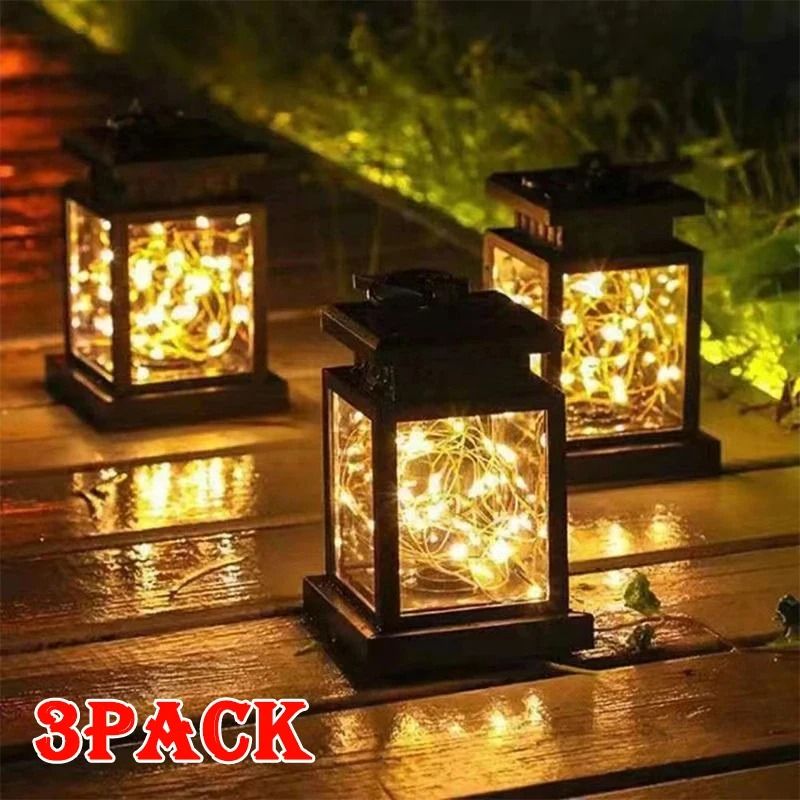 1 to 3 Pack Outdoor Solar Hanging Lanterns Waterproof LED String Lamp for Garden Patio Yard Table Decor