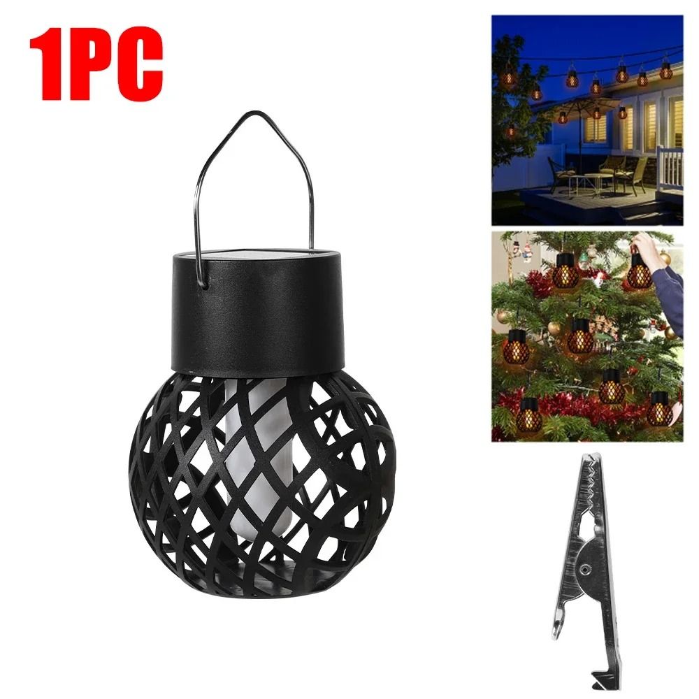 1 to 6 Pcs Outdoor Solar Flame Effect Hanging Lanterns Waterproof LED Lamp for Garden Patio Yard Decor