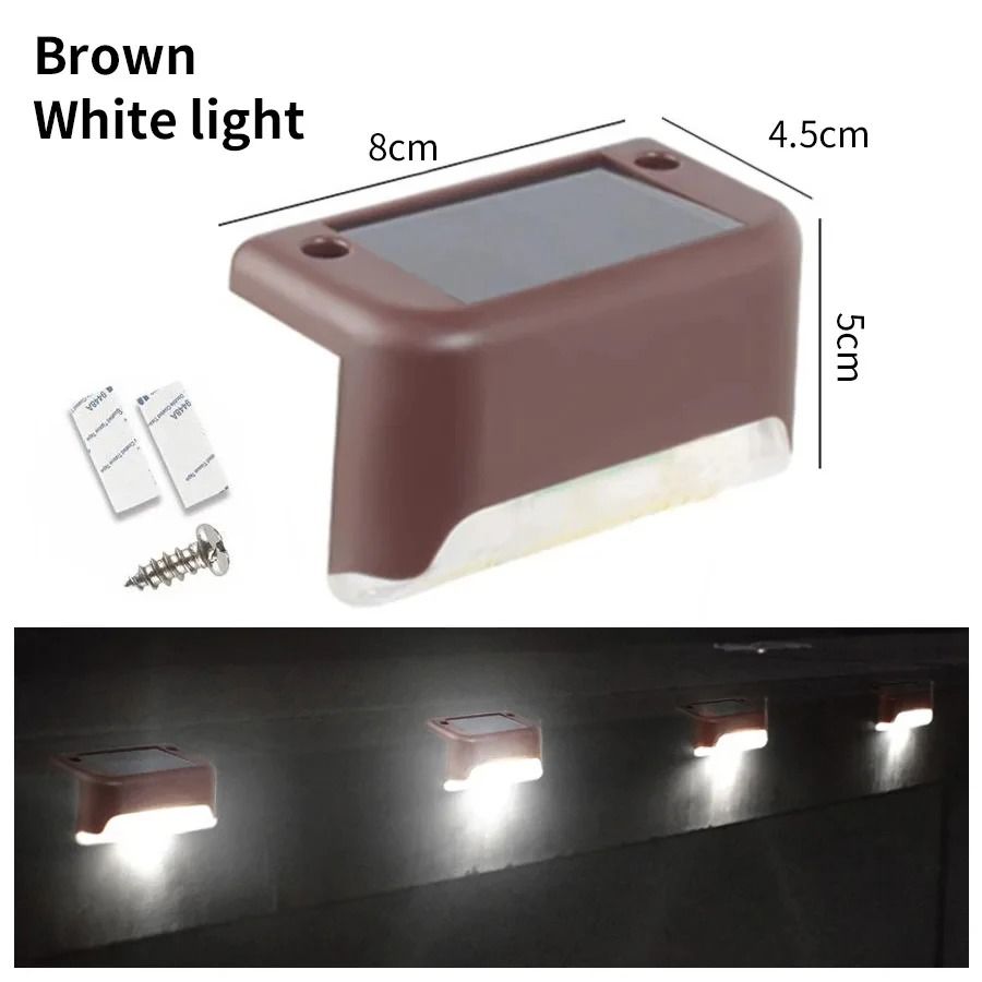1 to 8 Pack LED Solar Step Lights Outdoor Fence Garden Lamp for Stair Deck Patio Pathway 3 Colors RGB Waterproof