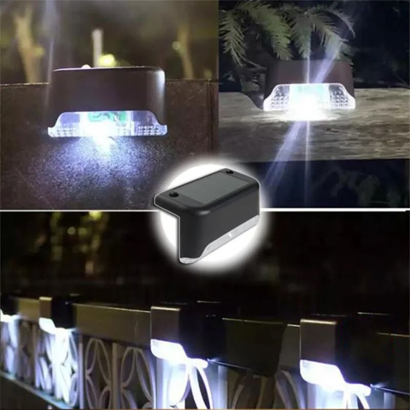 4 to 20 Pcs Warm White LED Solar Step Lights Outdoor Stair Fence Lamp for Patio Balcony Deck Pathway