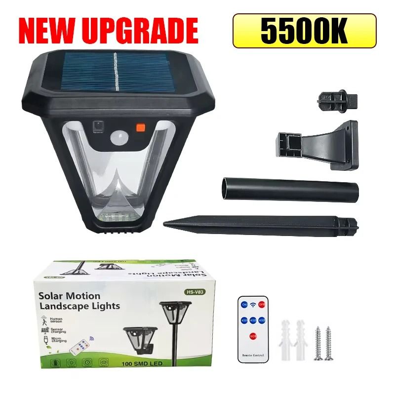 5000K Solar Pathway Motion Sensor Lights IP65 Waterproof Garden Lawn Lamp & Wall Light for Yard Patio