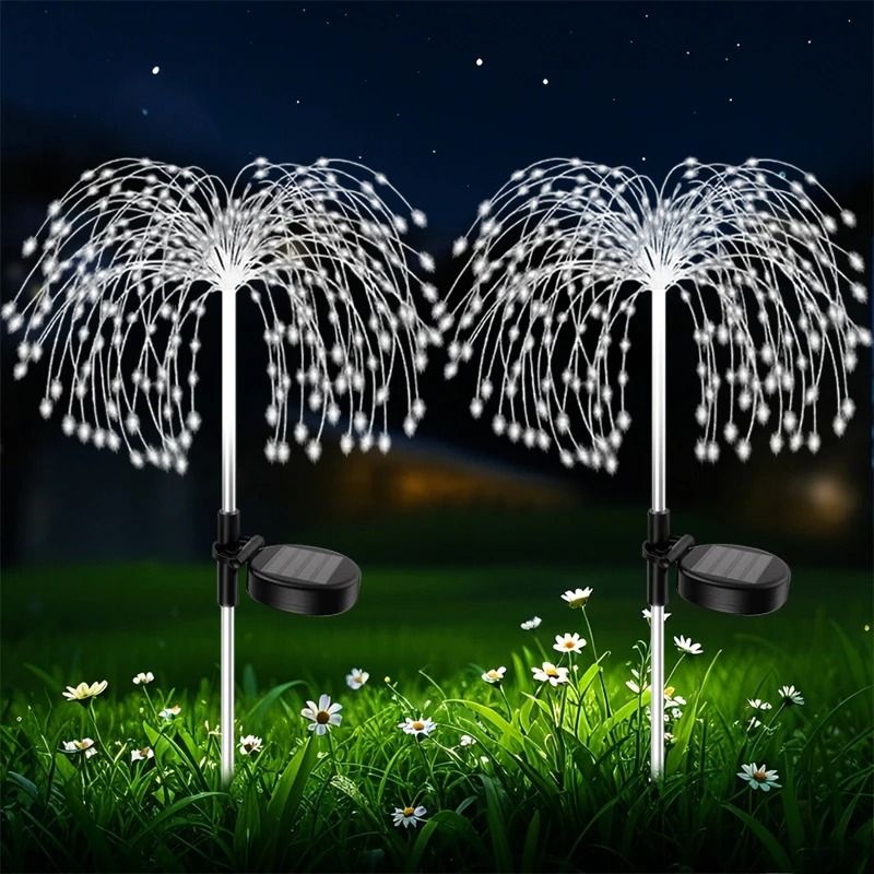 200 LED Solar Firework Lights Outdoor Copper Wire Flower Lamp for Landscape Patio Pathway Lawn Decor