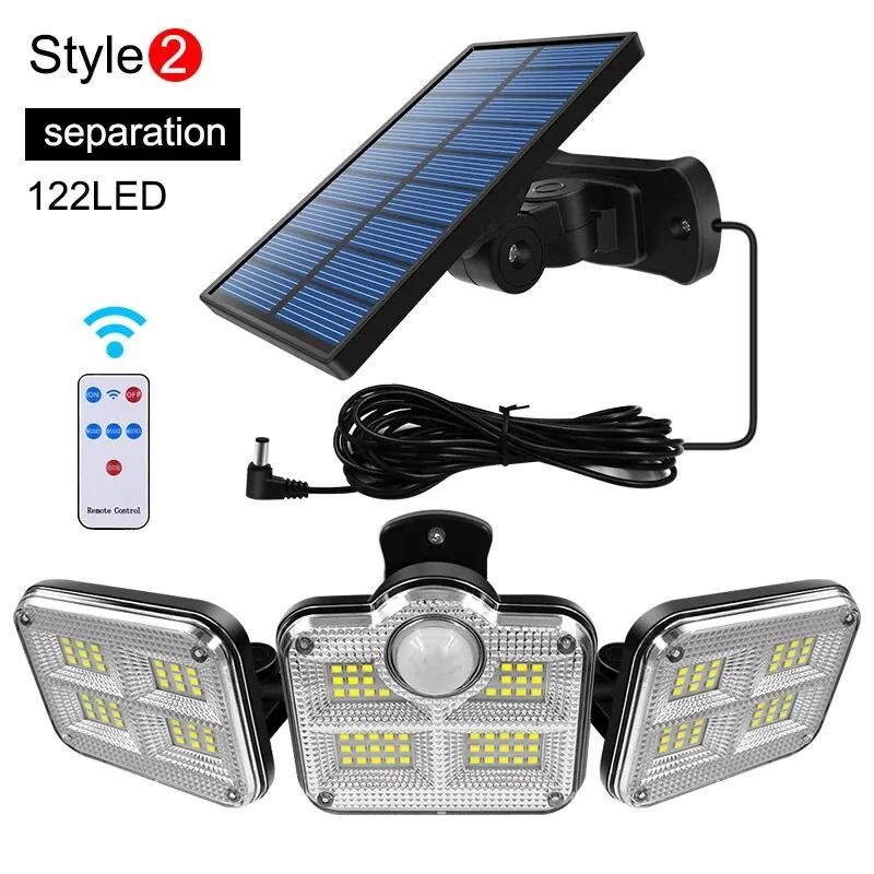 20W Solar Powered 122 or 333 LED Flood Light IP65 Waterproof Outdoor Indoor Wall Lamp with Adjustable Heads & 3 Lighting