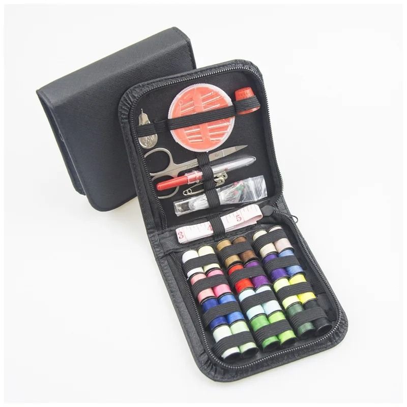 Portable Travel Sewing Kit Set with Threads, Needles, Scissors & Tape Measure in Storage Organizer Bag