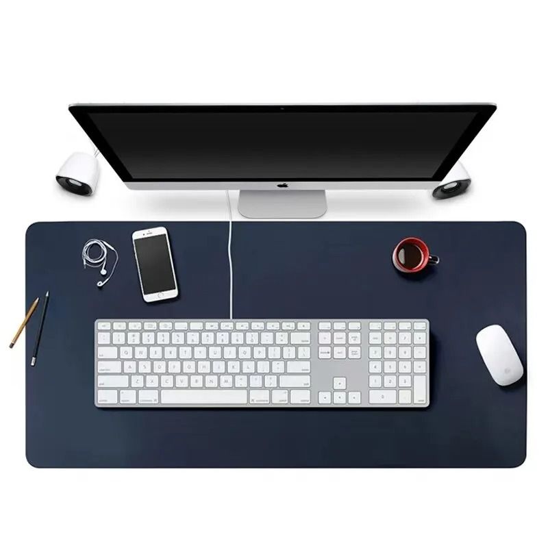 Large 70x35cm PU Leather & Suede Waterproof Desk Protector Mat (Royal Blue)