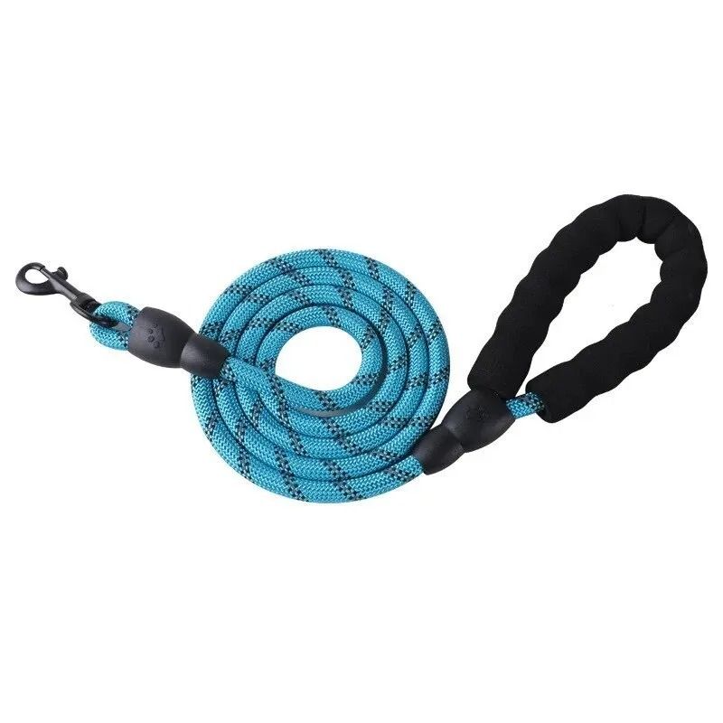 Reflective Heavy-Duty Nylon Round Dog Leash with Comfort Padded Handle