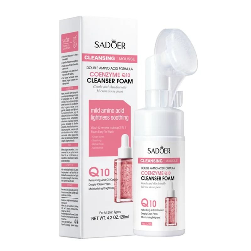 SADOER Coenzyme Q10 & Vitamin C Facial Cleanser Mousse - Brightening & Hydrating Foam Wash