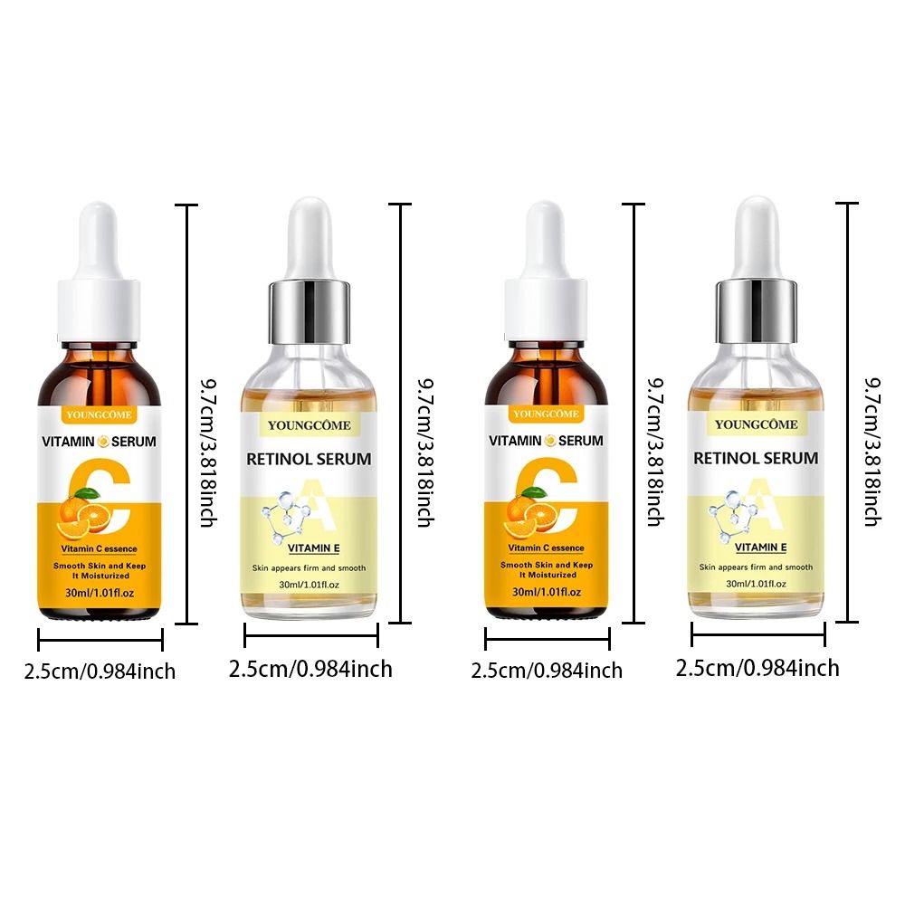 2-Piece Vitamin C & Retinol Fortified Serum Set - Brightening, Hydrating & Anti-Wrinkle Facial Care