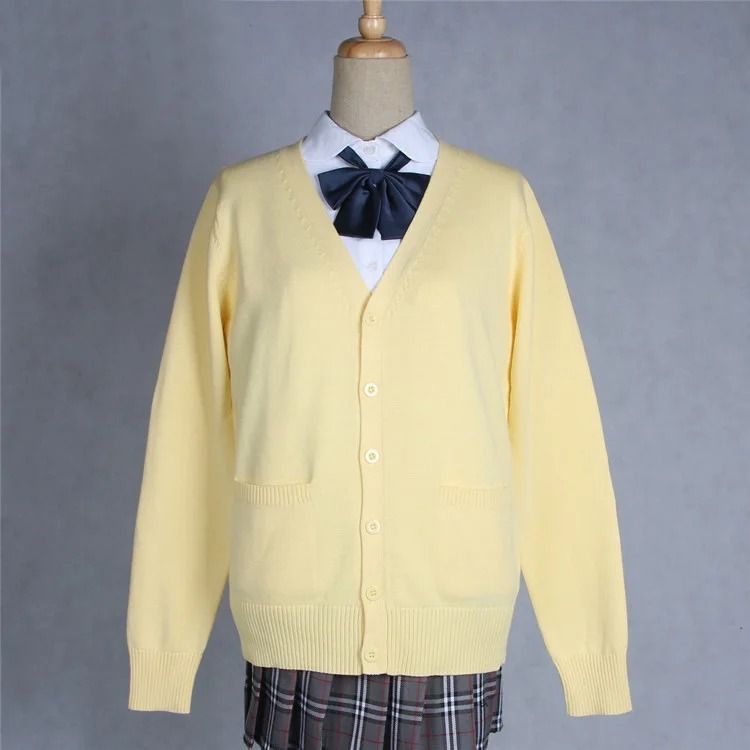 Japanese School JK Uniform Knit Cardigan Sweater - Anime Cosplay V-Neck Long Sleeve Outerwear Coat