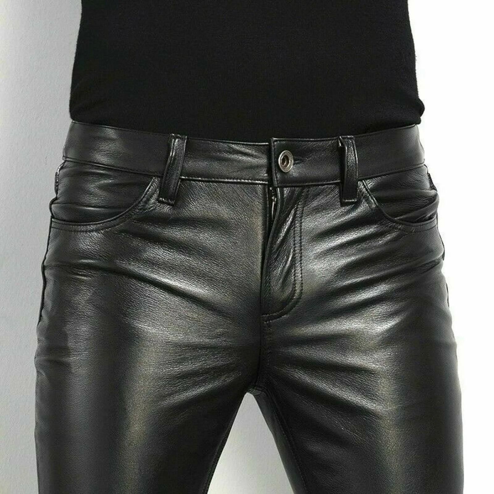 Men's Rock Style Faux Leather Pants - Slim Fit Night Club Dance & Motorcycle Trousers