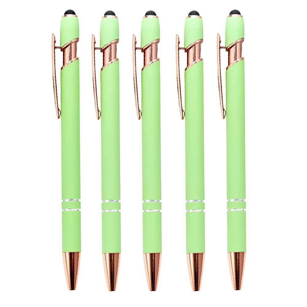 2-in-1 Metal Ballpoint Pen with Stylus Tip - 1.0mm Black Ink Touchscreen Pens for Smartphones & Tablets