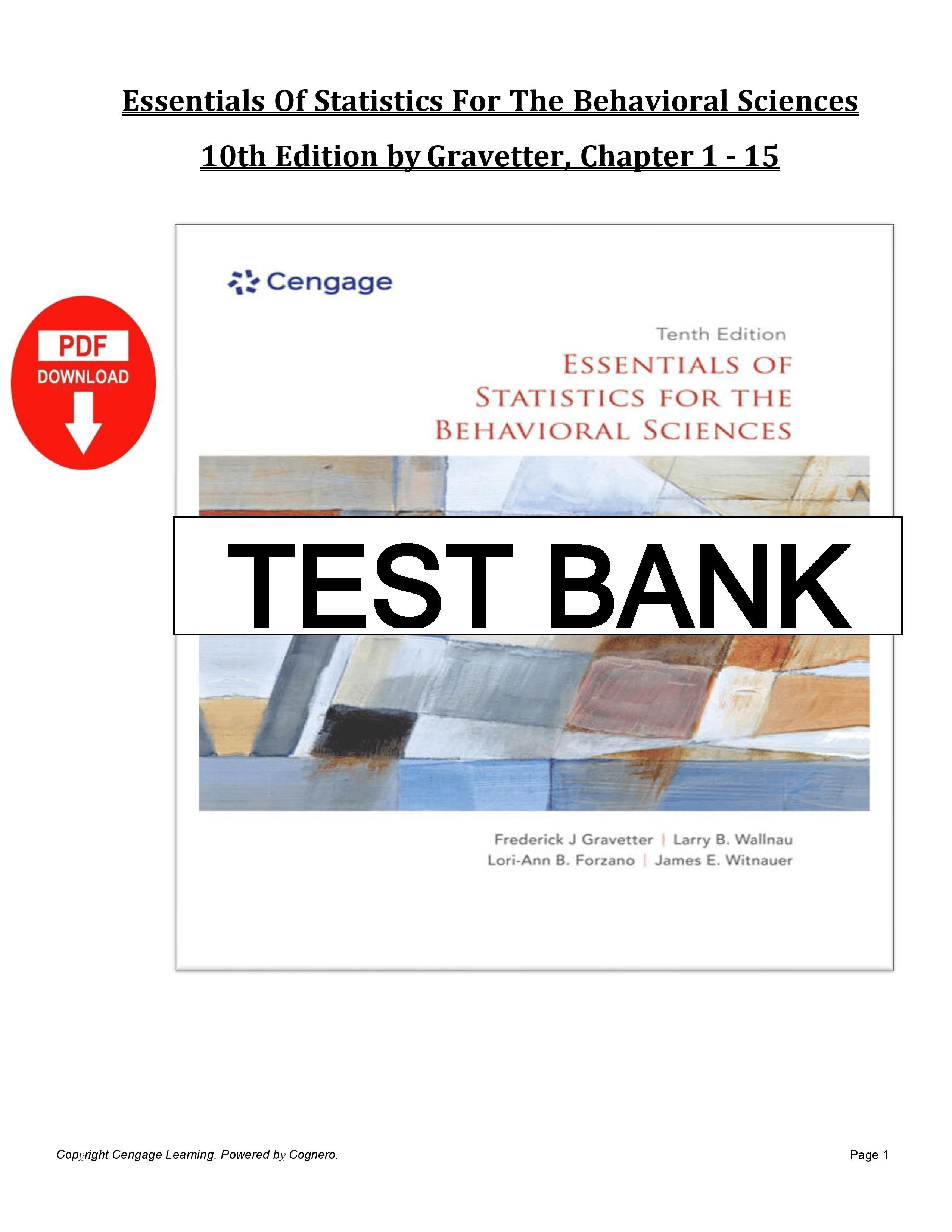 Essentials of Statistics for the Behavioral Sciences 10th Ed | Inspire ...
