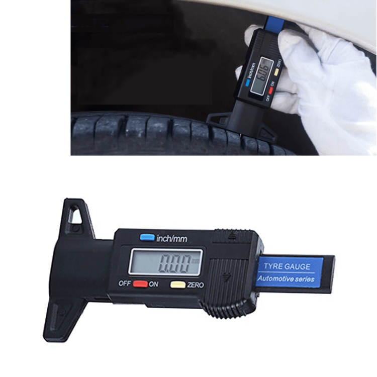 Digital Tire Tread Depth Gauge 0-25mm Electronic Brake Pad Wear Measuring Tool