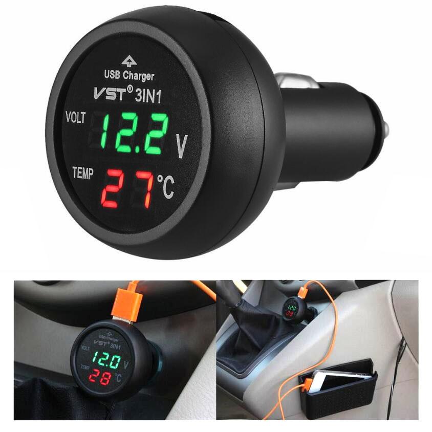 3 in 1 Car USB Charger Voltage Display Battery Monitor | Inspire Uplift